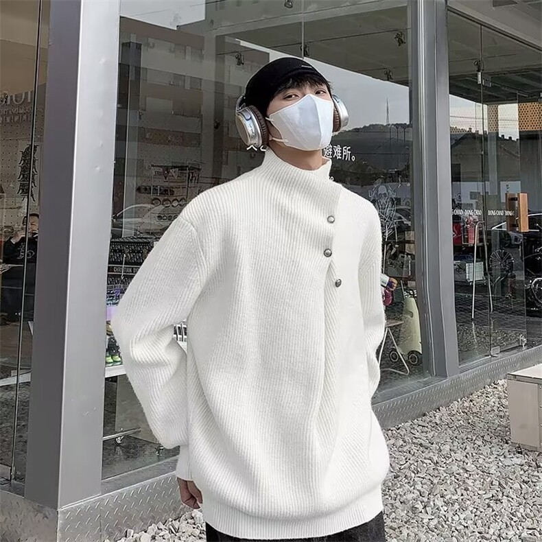 春秋重磅侧扣高级感时尚百搭高领纽扣设计针织毛衣M6531P58,男装针织衫/毛衣,星座1116-2