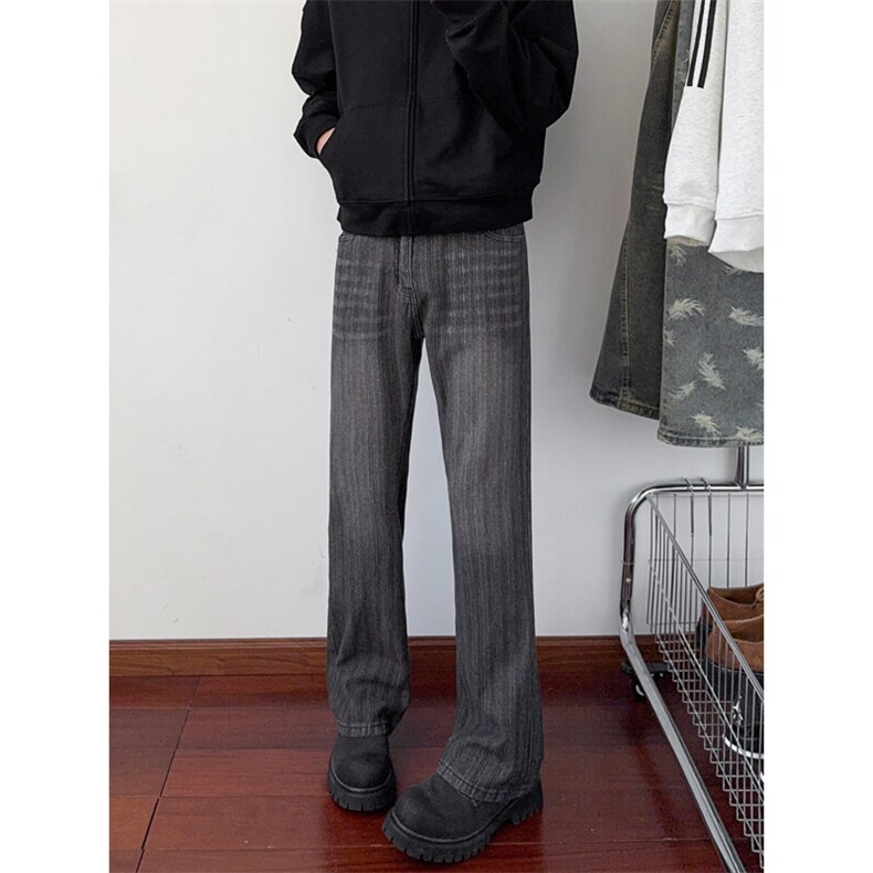 B221美式ins高街暗黑提花修身微喇牛仔裤LK24167-P60控78,男装牛仔裤,电商B221