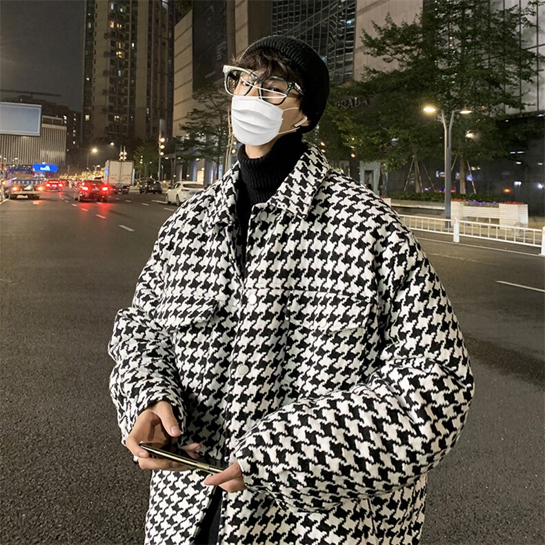 MY678-P80现货冬季棉衣休闲夹克千鸟格加棉棉服外套c,男装夹克,电商A456（原C415）