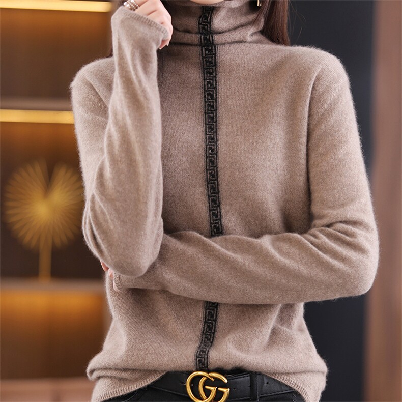 时尚百搭堆堆领保暖羊毛衫显瘦修身秋冬必备单品,女装羊毛衫,丽特绒