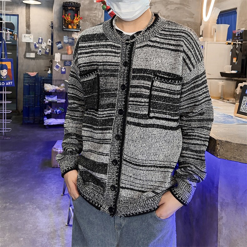 港风秋款男圆领套头小香风毛衣宽松针织衫线衣外套M875P55,男装针织衫/毛衣,星座1013-1
