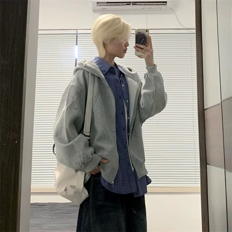 抖音得物高品质二开25秋冬美式高街重磅结构高领连帽卫衣外套W62，男装卫衣，电商A486
