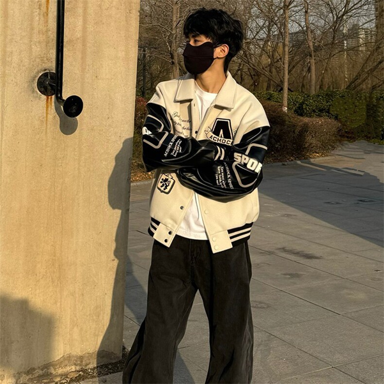 网图毛巾绣字母拼接夹棉夹克外套棒球服A025-KY1799-P63加绒73,男装夹克,电商A025