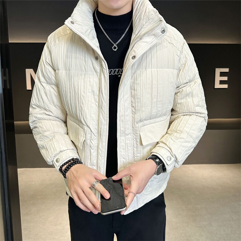 店主风羽绒服男2025冬款纯色坑条保暖外套男上衣B317/58088/P185,男装羽绒服,电商B317