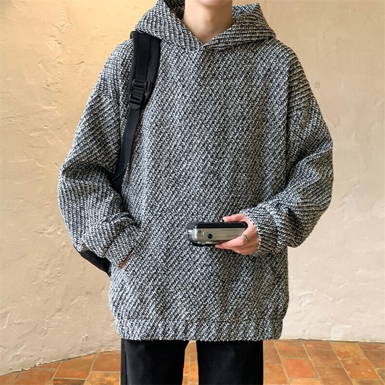 特批P55无差价春小香风粗花裤斜纹针连帽卫衣男百搭大码外套W2367,男装卫衣,电商A001-1