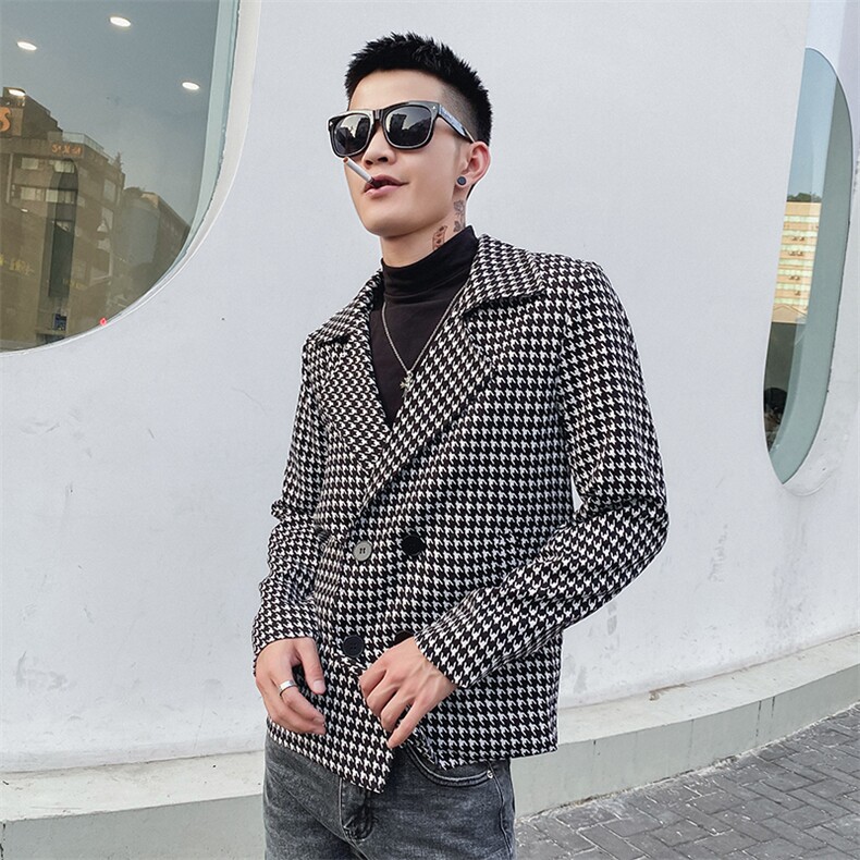 社会风秋翻领修身百搭时尚豹纹西装夹克B297-2811-P88控108,男装夹克,电商B297