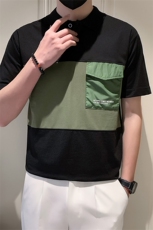 夏社会小伙高级感拼接撞色POLO衫短袖T恤A210-A212-P58控78，男装T恤，星座210-3