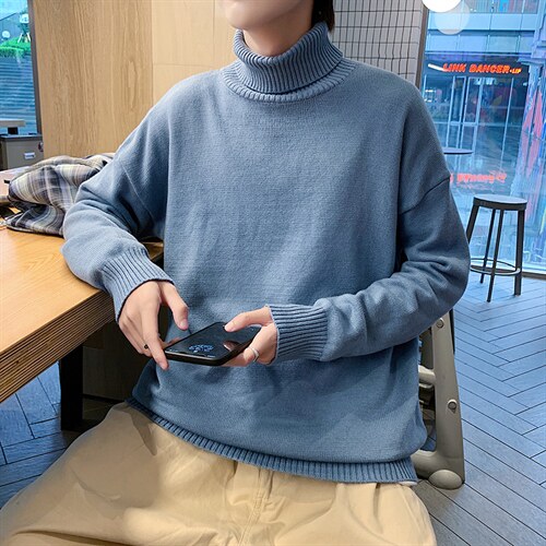 秋冬新款毛衣男2021港风潮流高领针织衫青年上衣A161-2-MJ100-P45图片