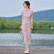 旗袍女新中式2025新款夏季复古高端无袖日常中高考中长款连衣裙女，女装连衣裙，利佳可人