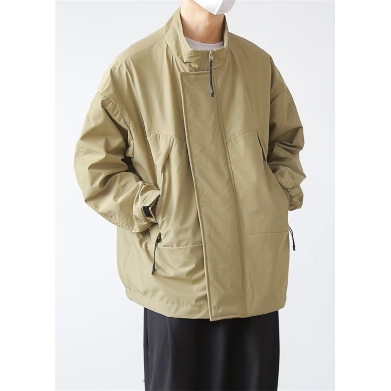 冬季日系复古街头宽松立领棉服防风保暖纯色工装棉衣外套男女，男装棉衣，星座1210-1