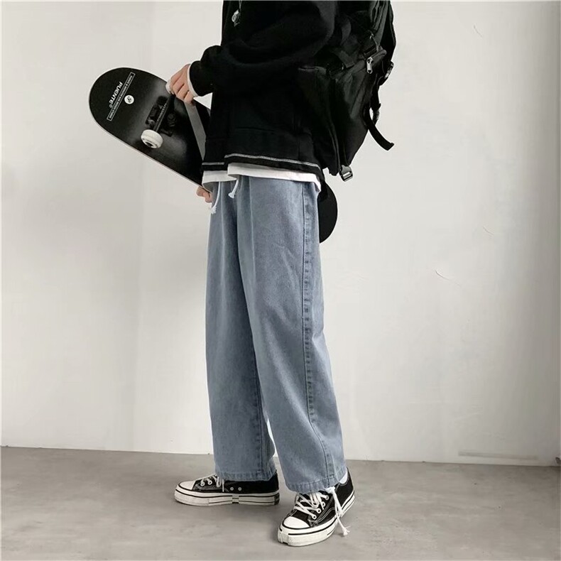 牛仔长裤男潮牌直筒宽松百搭坠感拖地裤潮流阔腿老爹裤男291-p33，男装休闲裤，星座1008-2