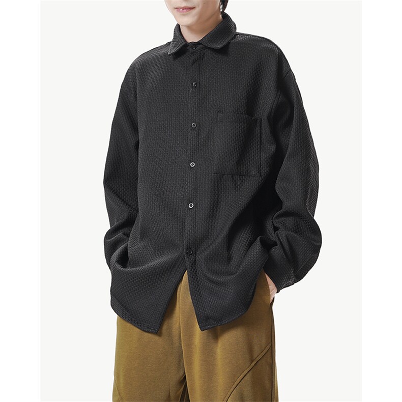 CS043-P35后外工字摺男女通勤百搭秋季长袖衬衣，男装衬衫，电商A178