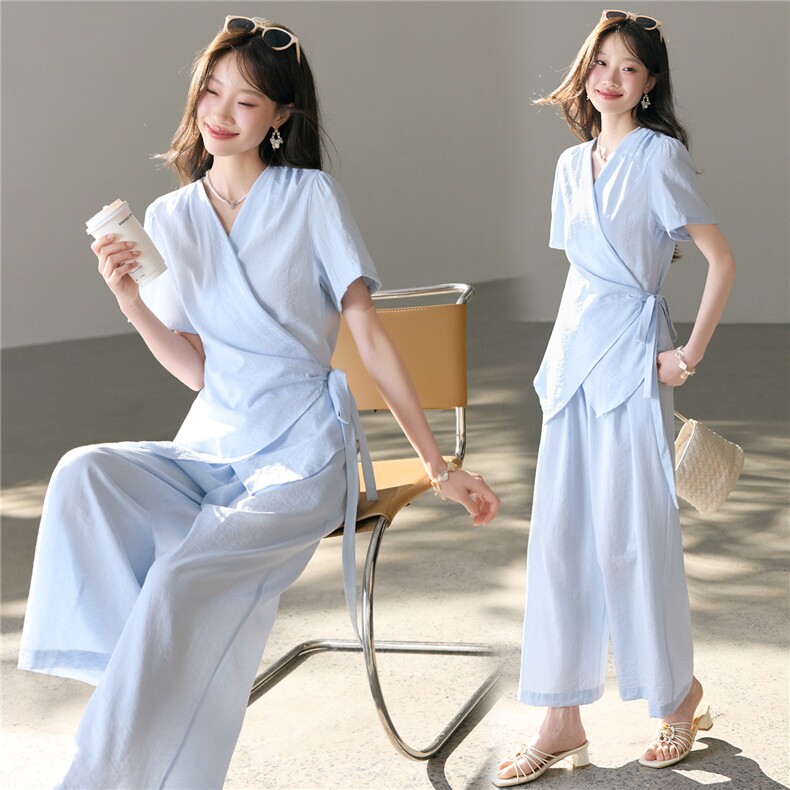 时尚休闲棉麻两件套裤2026年夏季时尚潮流,女装套装/套裙,江南富贵女