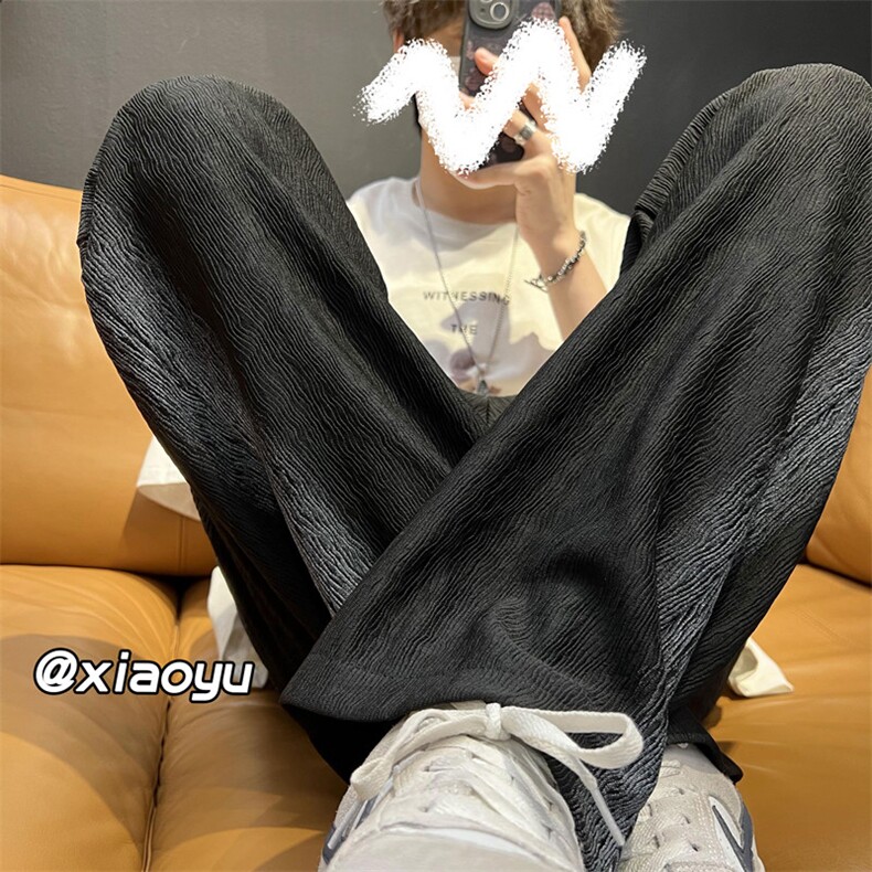 XZ616新款夏季宽松百搭冰丝贴标休闲裤TY371P55控68,男装休闲裤,星座512A（原616）