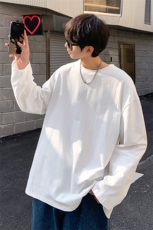 DS837TP17库存足纯色长袖t恤情侣宽松圆领男女T恤情侣打底衫，男装T恤，电商A102
