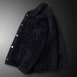 3330 冬季翻领休闲加厚保暖水貂绒开衫外套图片