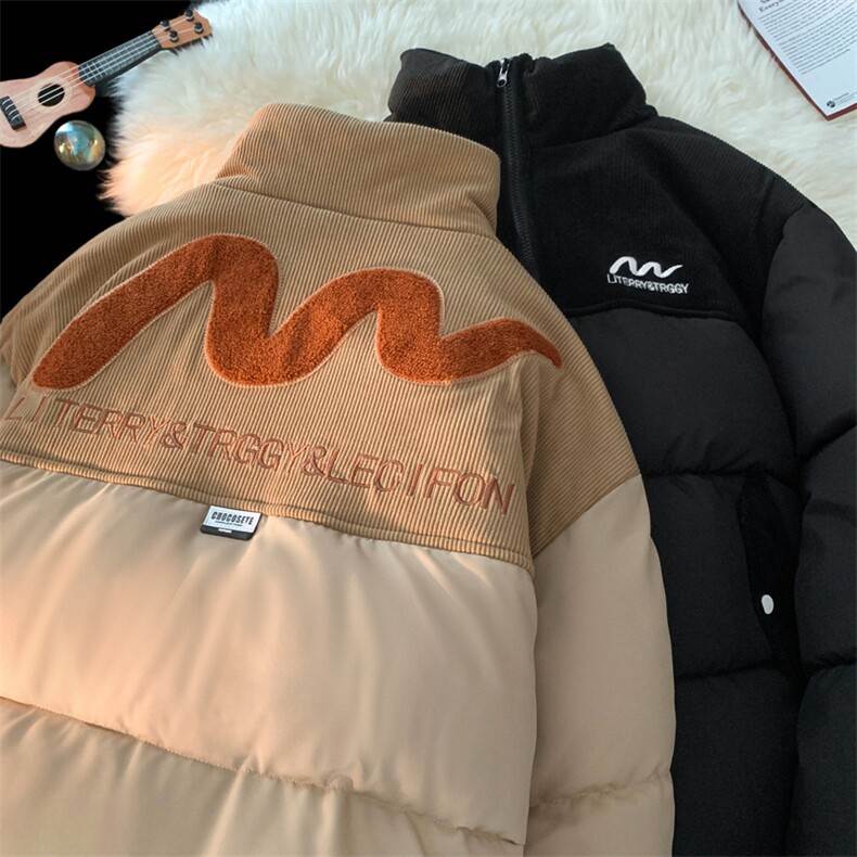 灯芯绒拼接刺绣棉服男女棉衣立领棉袄外套面包服3357-P80控108,男装棉衣,星座207
