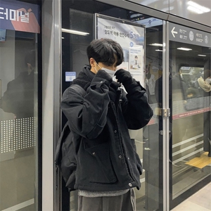 816B-WT031-P128 冬季韩圣诞男士羊羔毛翻领棉衣宽松棉服外套图片