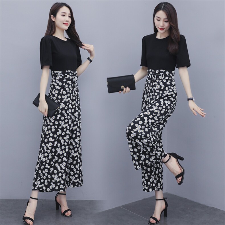 2020夏季时尚显瘦个性拼色小雏菊连体裤，女装连体裤，岚衣(原川流布茜）