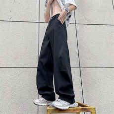 夏季美式高街镰刀牛仔裤褶皱弧形男女阔腿裤潮牌宽松长裤N770-P60，男装牛仔裤，星座308B-2