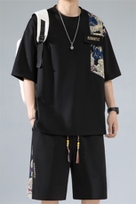 2024夏季新款无影墙大码菠萝格短袖T恤套装M-5XHQ23461-P60，男装T恤，电商A022