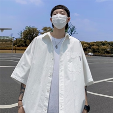 2025夏季新款男士宽松五分袖衬衫半袖衬衣CC316P35，男装衬衫，星座1108