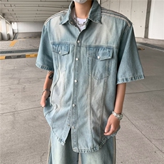 档口有货牛仔衬衫男夏季潮流短袖衬衣超火百搭宽松外套1023P58，男装T恤，星座410-2