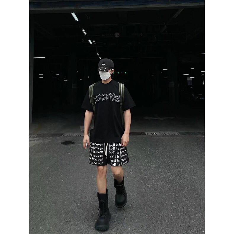 美式字母满印抽绳四分短裤男夏网眼篮球运动健身裤KA23,男装牛仔裤,星座1116A（原606A-3）