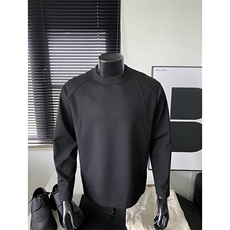 抖音得物高品质美式高街重磅曼巴棉cleanfit螺纹拼接卫衣长袖T恤，男装T恤，电商A486-1