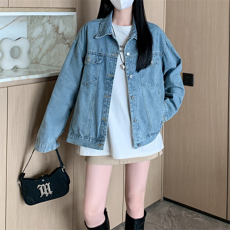 2025秋季新款蓝色牛仔外套女韩版外搭上衣宽松牛仔夹克NZ059-P88,男装工装外套,星座911-3