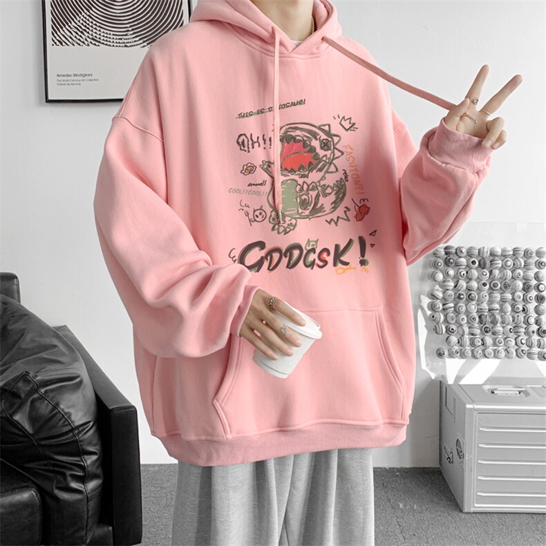 秋季韩版宽松连帽卫衣男上衣休闲打底衫WY9244/P50加绒P55,男装卫衣,电商B316
