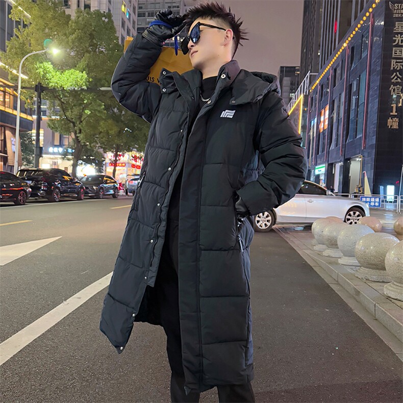 AY110/P148控188冬季社会小伙潮流保暖长款过膝百搭棉服男黑首2图片