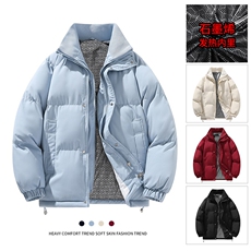 得物二开~深度库存立领假两件石墨烯内里棉服棉衣外套9088特P85，男装棉衣，电商A309