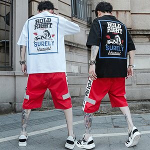 夏季短袖t恤男生套装帅气潮牌韩版潮流衣服DS773T