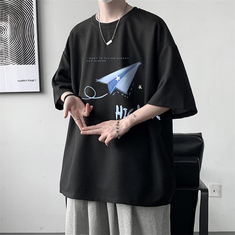 华夫格t恤男短袖男大码五分袖大皂风HT73270-P22,男装T恤,电商A040