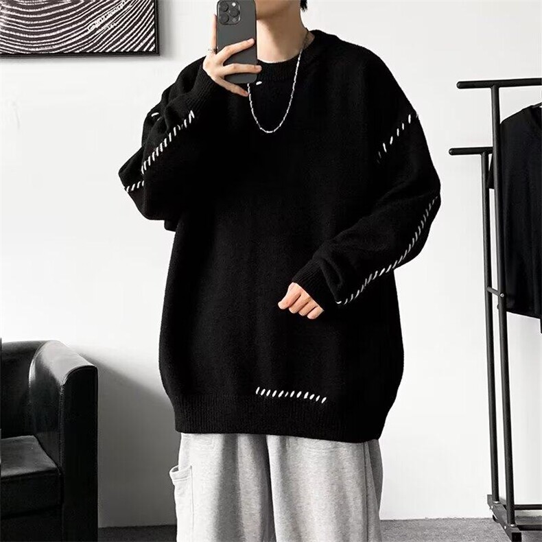 毛衣男秋冬款美式复古慵懒风针织衫高级感oversize毛线衣M2403,男装针织衫/毛衣,星座1116A-1（原606A）