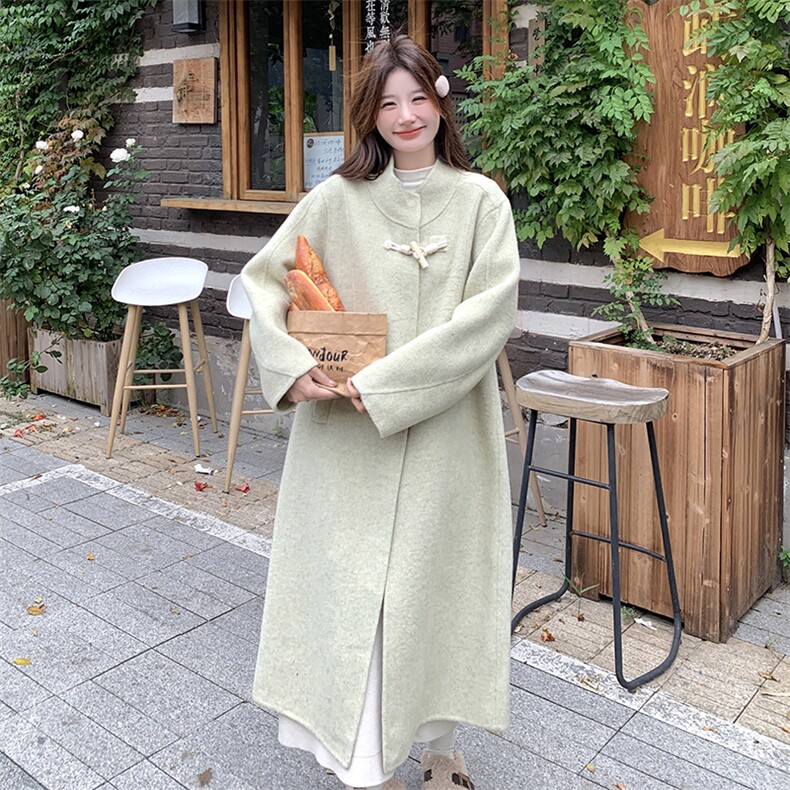 【】高级双面呢羊毛大衣中长款2C081-8092P285K428,女装毛呢外套,2C081