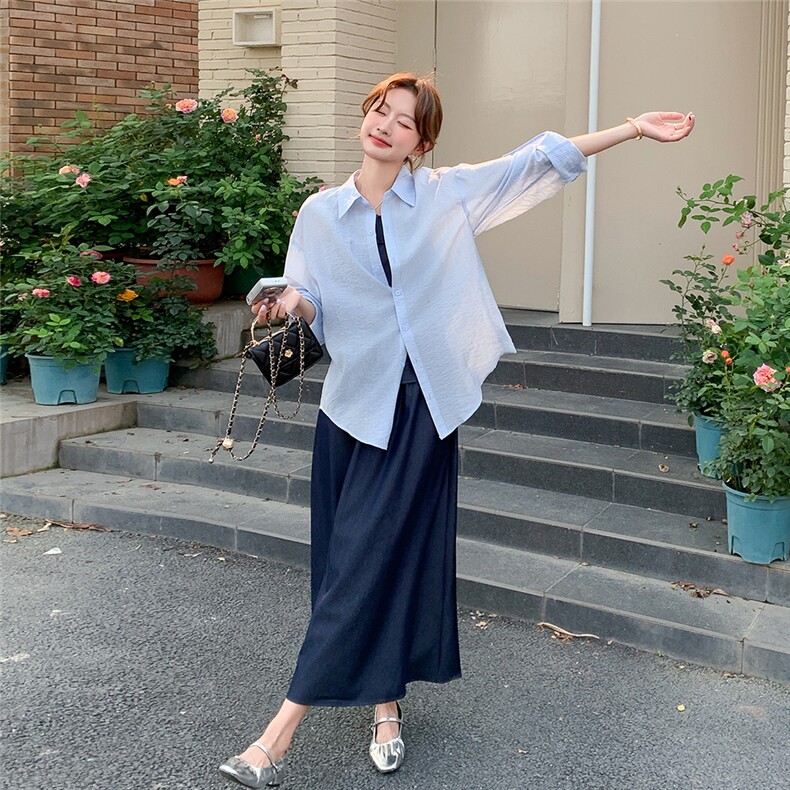 防晒衬衫吊带连衣裙套装女夏季2025新款气质一整套ootd穿搭两件套图片