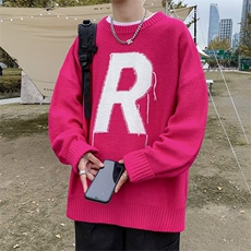 美式街头设计感圆字母R毛衣男慵懒风休闲针织衫Y21P42，男装针织衫/毛衣，星座1116-2