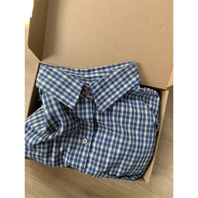 TC743-P45美拉德复古格子撞色长袖衬衫女新款设计感小众宽松外套,女装衬衫,星座617A-2