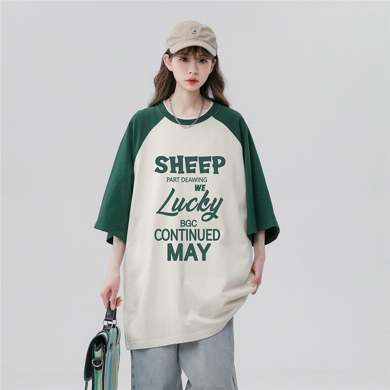 中性风23新款夏季时尚百搭卡通印花圆领短袖T恤DT452P40控58图片