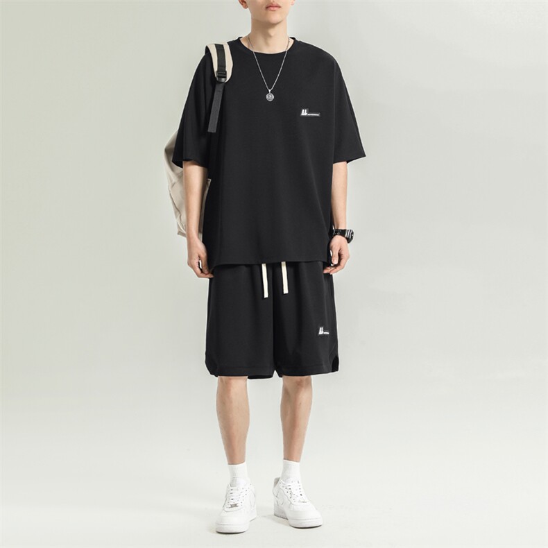 运动套装夏季跑步冰丝速干短袖夏装薄款透气宽松休闲TZ11-特批-70,男装休闲套装,星座718