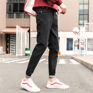 黑色牛仔长裤男休闲潮流春秋款修身小脚潮牌韩版5010/5011图片