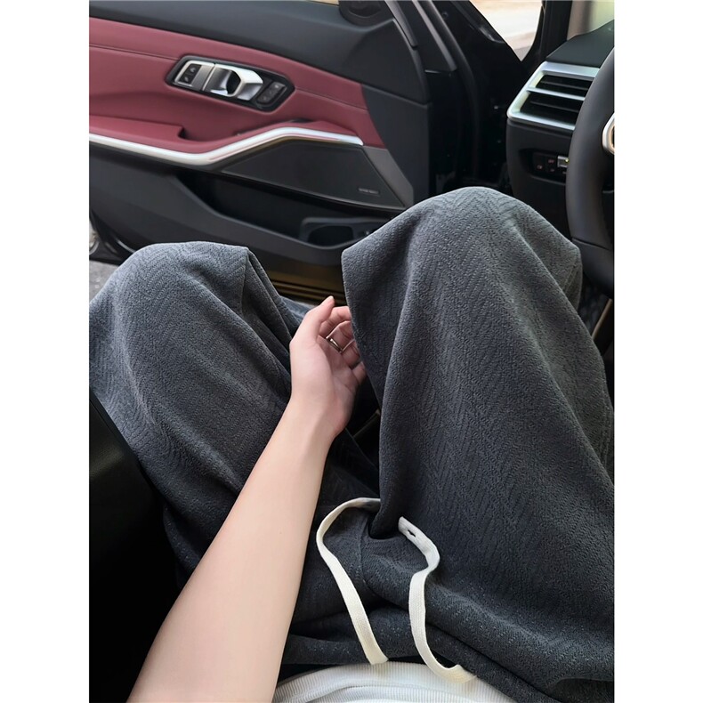 肌理人字纹休闲裤子大码阔腿裤直筒长裤重磅卫裤LK508特P45加绒55,男装休闲裤,电商B215