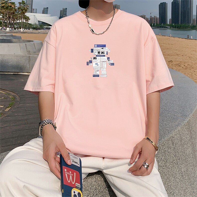 ！纯棉重磅220克夏季男士印花短袖T恤QT707-T274-P25,男装T恤,星座617B