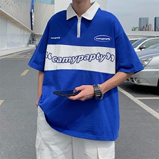 夏季宽松版翻领Polo衫新款设计感小众学院风半袖T991-P30，男装Polo衫，星座512-2
