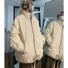 菱格羽绒棉服女2024新款加厚冬季棒球服oversize棉袄韩系棉衣外套，女装棉衣/棉服，星座506A