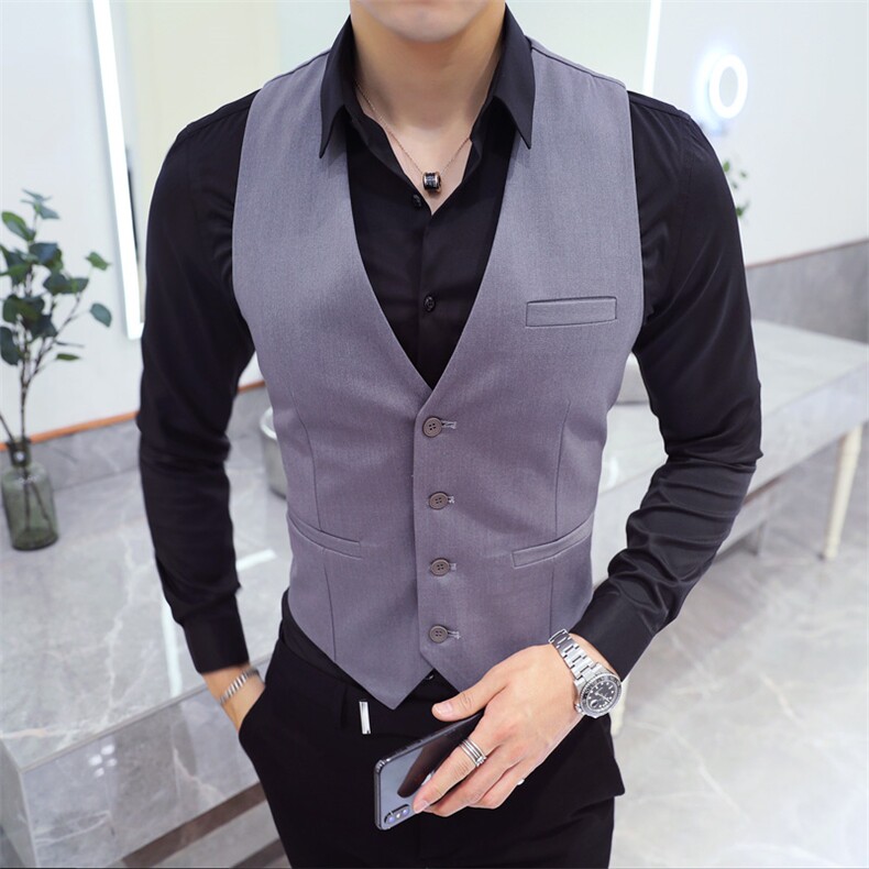 Y8775-型男潮紫色纯色短款V领排扣马甲外套休闲青年马甲,男装背心/马甲,星座717A