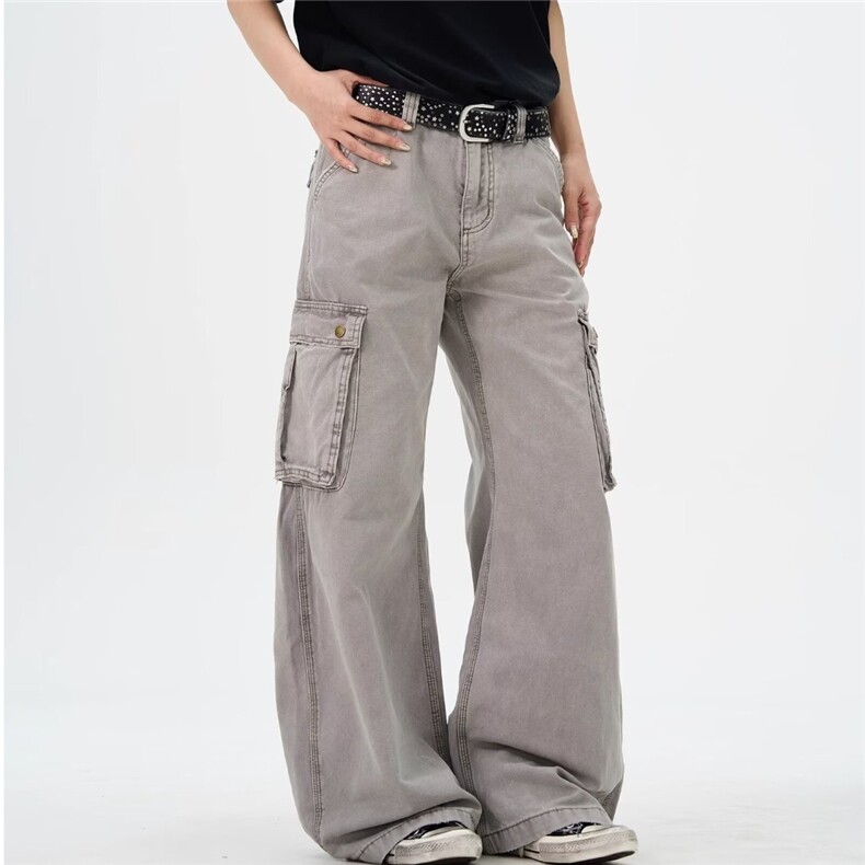 潮流美式复古重工水洗口袋工装裤潮高智感宽松直筒裤XA835-P63，男装工装外套，星座208-5