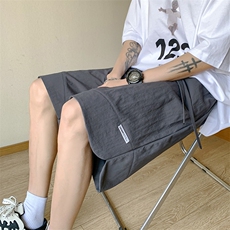 DK205P35港风纳米皱运动冰丝休闲裤高街五分裤宽松直通，男装牛仔裤，星座1204-3